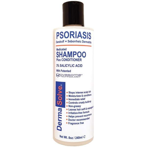 Dermasolve Psoriasis, Seborrheic Dermatitis & Dandruff Shampoo Plus Conditioner. Naturally Heals Itchy Flakey Inflamed Skin and Provides Soothing Moisturizing Relief. (8.0 oz)