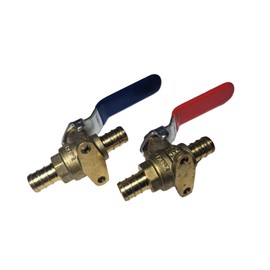 10 Pieces XFITTING 1/2" Pex Ball Valve with Drop Ear Hot and Cold, 5 Pieces Each - Full Port, Brass, Pex B, 10 Packs