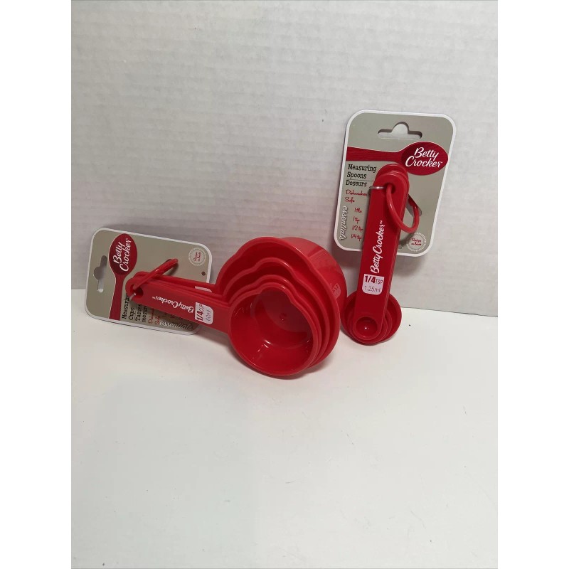 Betty Crocker 8pcs combination set of measuring cups And spoons-Red-New