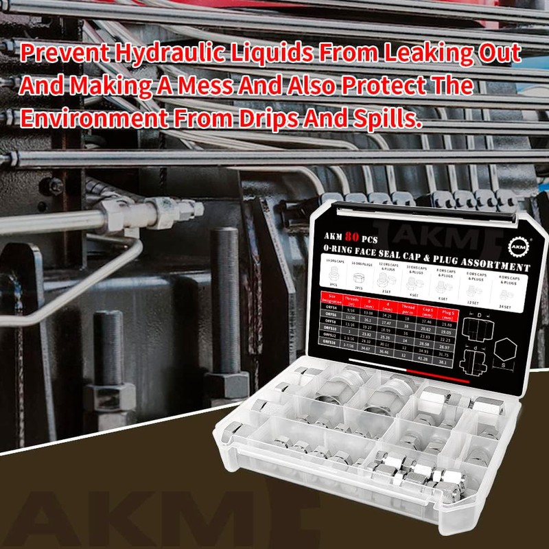 AKM ORFS 80PCS Master Industrial Hydraulic O-Ring Face Seal Cap