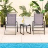 Patiojoy Patio 2pcs Folding Sling Chairs Dining Armrest Backrest Outdoor