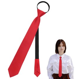 Luckyvestir Ties for Women, Zipper Womens Black Red Tie, School Uniform Ties for Girls Boys Shirts (Zipper386:Red)