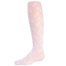 MeMoi Sweet Blossoms Sheer Floral Infants Tights White 12-18