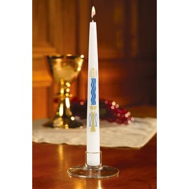 Baptism by Water and The Holy Spirit Religious Baptismal Taper Candle, 10 Inch