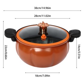 Micro Pressure Cooker 8l Large Capacity Pumpkin Micro Pressure Pot with See Through Lid Universal Stew Pot with Twist Lock Handles for Gas Cooking Stoves (Orange)