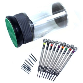 LLF 9pcs Precision Flat Blade Slotted Screwdriver Set for Watchmakers, Includes 7 Sizes Flat Screwdrivers and 2 Sizes Slotted Screwdrivers