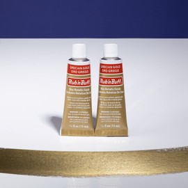 AMACO Rub n Buff Wax Metallic Finish - 2 Rub n Buff Grecian Gold 15ml Tubes - Versatile Gilding Wax for Finishing Furniture Antiquing and Restoration - Rub and Buff Colors Set of Two