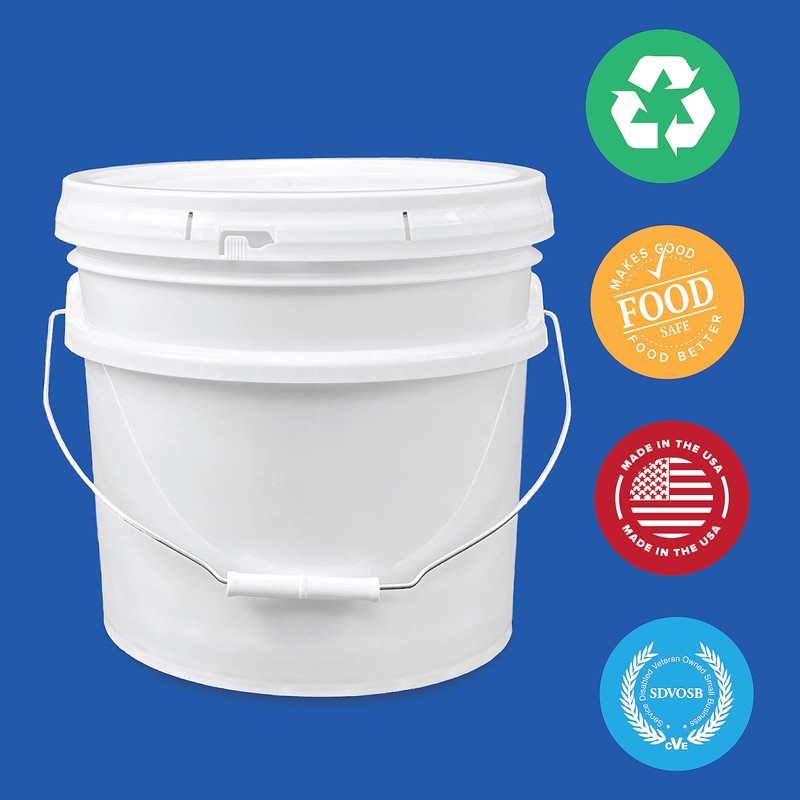 ePackageSupply, 3.5-Gallon White Plastic Bucket with Lid - Durable 90