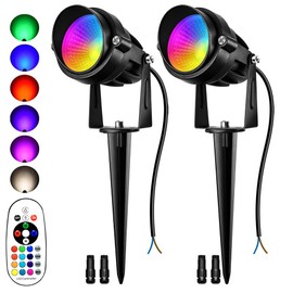 AOAXL RGBW Low Voltage Landscape Lights, 16 Color Changing Outdoor Landscape Lighting with Remote Control IP67 Waterproof 12V 24V Landscape Spotlights for Garden Pathway Yard Christmas (2 Pack)