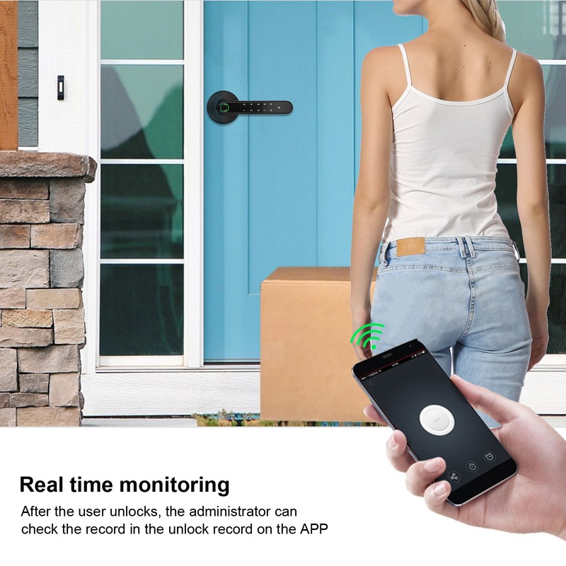 Fingerprint Lock Keyless Entry Smart Handle Password Electronic for Tuya