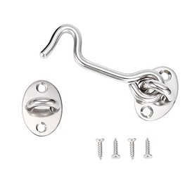 3 Inch Cabin Hook,Stainless Steel Hook and Eye Latch,Gate Hook Lock,Barn Door Swivel Window Hook Lock with Mounting Screws for Shed Gate or Garage Door(1 pcs)