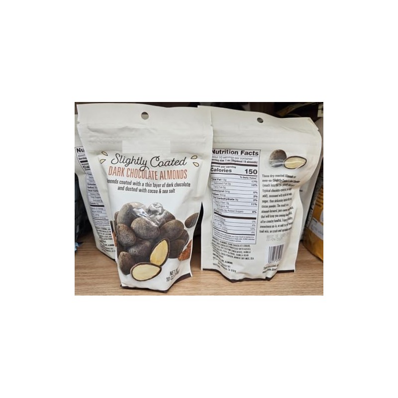 Trader Joe Slightly Coated Dark Chocolate Almonds 10oz 283g (Two