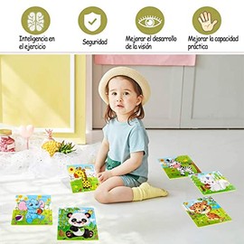 JAYLEN Rompecabezas de Animales Rompecabezas de 9 Piezas Juego de Juguetes educativos de Aprendizaje Preescolar Rompecabezas de Animales ¡No Apto para niños Menores de 6 años! (Animales 1)