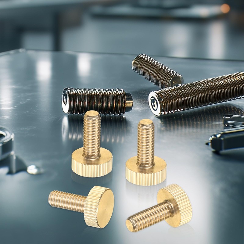 M METERXITY 5-Pack Knurled Thumb Screws, M6x16mm Solid Brass Flat