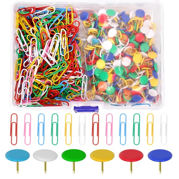 Wokape Coloured Vinyl Coated Thumb Clips & Paper Clip Kit,