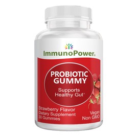 ImmunoPower ImmunoPower Organic Probiotics Gummies | 5 Billion CFU Probiotics for Digestive Health & Immune Support | DE111 Bacillus Subtilis | Strawberry | Non-GMO, | 30 Ct.