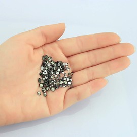 LolliBeads Resin Crystal Round Nail Art Mixed Flat Backs Acrylic Rhinestones Gems,Mix Size 1.5-5 mm, Color Black Diamond (1200Pcs)