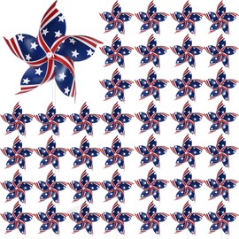 80 Pcs American Flag Patriotic Pinwheels 4th of July Decor Red White and Blue Windmills Fourth of July Independence Day Patriotic Party Decorations for Kids Adults Outdoor Garden Yard Lawn Birthday