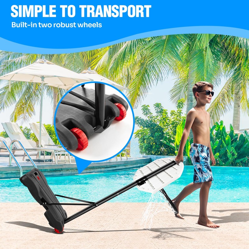 SPOYNAL Pool Basketball Hoop, 7 Heights, LED Light, 2 Balls