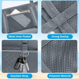 REETEE Beach Bag XXL Family Swimming Bag Large Beach Bag, Mesh Beach Bag Shopper Foldable Travel Bag Beach Tote Bag, Extra Large Swimming Bag Women for Travel, Shopping and Everyday Use, gray