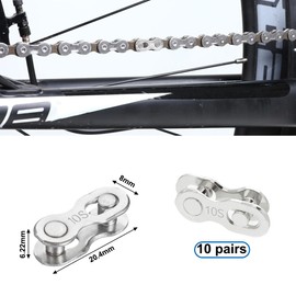 Pack of 10 10 Bicycle Chain Links, Chain Lock, Chain Lock, Chain Links Carbon, Steel, Full Silver Plating, Bicycle Chain Link Set for Mountain Bike, Road Bike Chain
