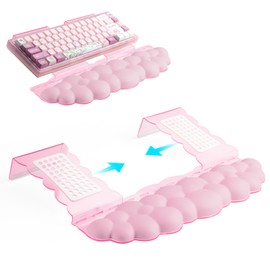 Ergonomic Keyboard Wrist Rest,Adjustable Tilt Stand Combo,Pink Acrylic Cloud Comfort Wrist Support, Customizable Width Riser for Home,Office Desk - Portable Comfortable Typing (Pink)