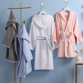 HAIUWOER Premium Soft Bath Robe for Toddlers & Kids,Girls Robe Boys Hooded Bathrobe Soft Robe for Kids,Terry Cloth Cotton Robes Spa Robes Sleepwear 5-16 Years（BLUE,5-6 YEARS）