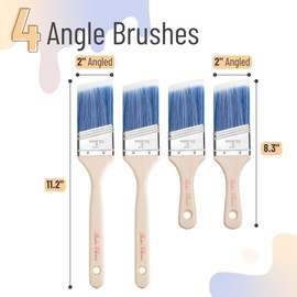Bates- Angle Paint Brushes for Walls and Trim, 2-Inch, 4 pcs, Stubby & Long Treated Wood Handles, 2 Inch Paint Brushes