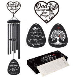 Sympathy Gifts for Loss of Dad - Memorial Wind Chimes for Loss of Father, Bereavement Gifts for Loss of Father, Condolence Remembrance Gift in Memory of Dad,30'' Windchimes Black