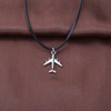 FEELMEM Airplane Charm Leather Cord Chain Necklace Fly Safe Pilot