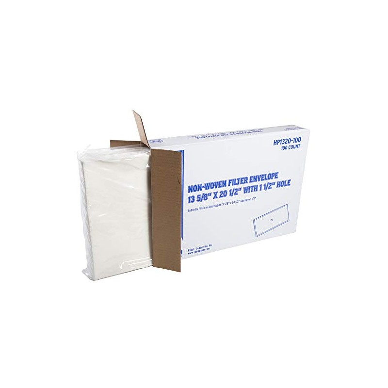 Royal Non-Woven Filter Envelopes with 1-5/8 Inch Hole, 13.75 Inch