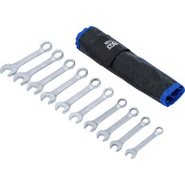 BGS 1188 | Maul-Ringschlüssel-Satz | 10-tlg. | extra kurz | SW 10 - 19 mm | inkl. Tetron-Rolltasche | Gabelringschlüssel