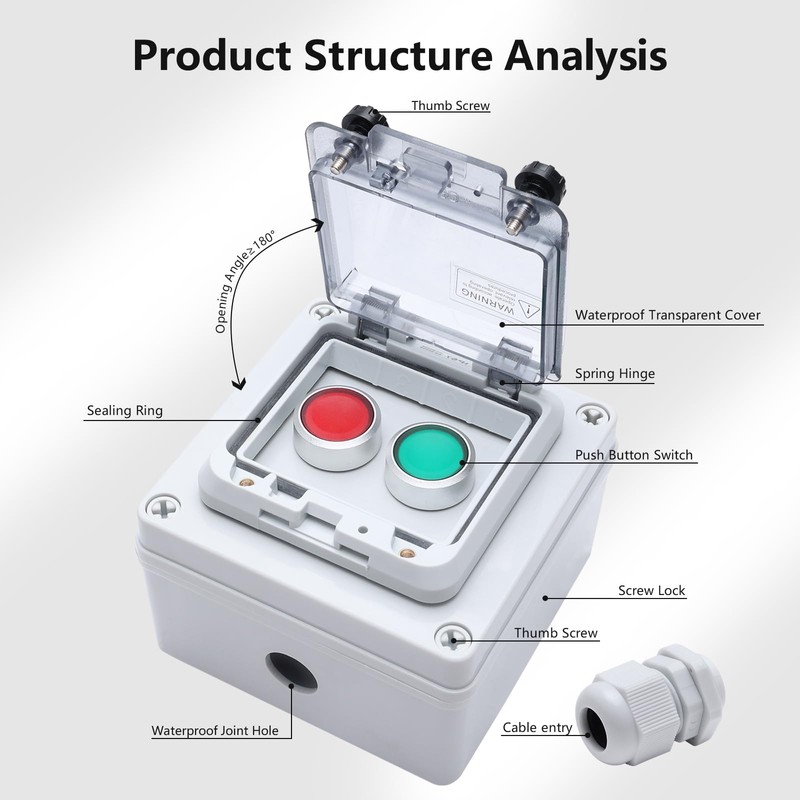 KERWINN Emergency Stop Button Box - Red and Green Momentary