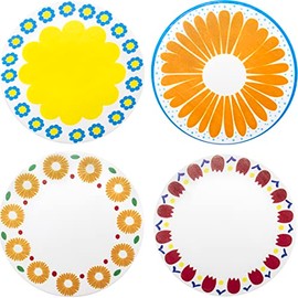 Yunox Diatomaceous Earth Coasters Round Retro Floral Pattern Set of 4 Assorted Patterns