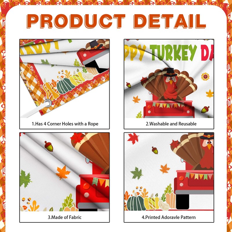 AIBIIN 7x5ft Thanksgiving Happy Turkey Day Banner Backdrop Pumpkin Turkey