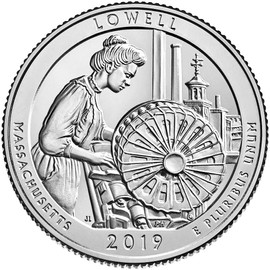 US 2019 Lowell National Historical Park (MASSACHUSETTS) Quarter Coin Hinged Money Clip - America the Beautiful