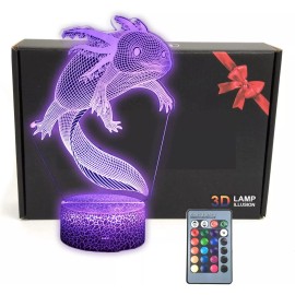 TriPro Axolotl 3D Illusion Night Light Lamp Bedroom Decor Gifts Toys