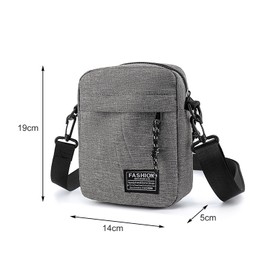 Enreluya Shoulder Bag (14 x 19 x 5 cm), Oxford Men's Bag, Nylon Messenger Bag, Waterproof Shoulder Bag for Men, for Work, Travel, Everyday Life, Grey