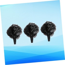 Healeved 3pcs Black Bamboo Charcoal Fiber Bath Puff Soft Exfoliating Bubble Maker for Gentle Skin Cleansing and Lathering for Relaxing Showers and Bathing