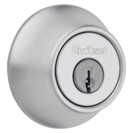 Kwikset 660 Deadbolt Deadbolt Lock, Satin Chrome Round Exterior Keyed Front Entry Door, Single Cylinder Dead Bolt