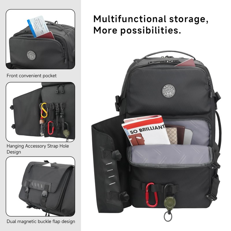 SWICKY Travel black Laptop backpack 37L ，carry on Flight Approved