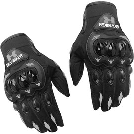 hanylish Guantes para Motociclista, Antideslizante, Cómodos y Ligeros para Hombre y Mujer, Protección Completa con Sensores Táctiles, Accesorios para Moto, Bicicleta y Senderismo (Negro - Gris, XL)