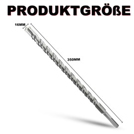 METOTY SDS Plus Drill Bit 16 mm x 350 mm, Masonry Drill, Hammer Drill, Concrete Drill, for Stone, Concrete, Natural Stone, Brick Wall