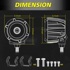 AKD Part 3.5 Inch Amber Round LED Fog Lights 50W Spot Flood Combo Offroad Driving Lights Round Amber LED Pod Lights Ditch Lights 2pcs for Truck Pickup Motorcycle SUV UTV ATV Ram Toyota Bronco