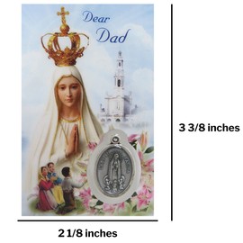 Needzo Holy Card Our Lady of Fatima Dear Dad Prayer Cards, Pray for Me Scripture Meaningful Gifts for Dads, Father Figures or Step Dad, Inspirational Message for Uncertain Times, Pack of 3