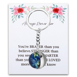 BNQL Solar System Planet Earth Keychain Earth Luminous Accessories Keyring Cute Globe GiftsEarth Picture Glass Ball Key Chain (earth keychain)