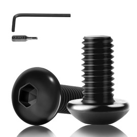 XRXYMQ Pack of 55 M4 Screws Black Rounded Head Screws M4 x 16 mm Flat Head Screws Hex Socket M4 Screws with Allen Key and Hex Socket Bit Screw for DIY Projects and Maintenance