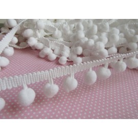 YYCRAFT 10 Yards Ball Fringe 1" Wide Pom Pom Trim Ribbon Sewing-White