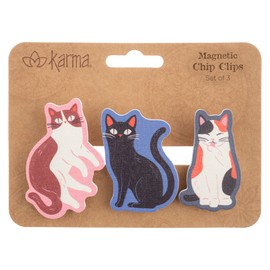 Karma Magnetic Shaped Chip Clips - Bag Clips - Potato Chip Bag Clips - Colorful and Fun Bag Clips for Food and Storage - One Size, Cats