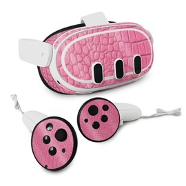 MightySkins Glossy Glitter Skin Compatible with Meta Quest 3 - Pink Gator Skin | Protective, Durable High-Gloss Glitter Finish | Easy to Apply